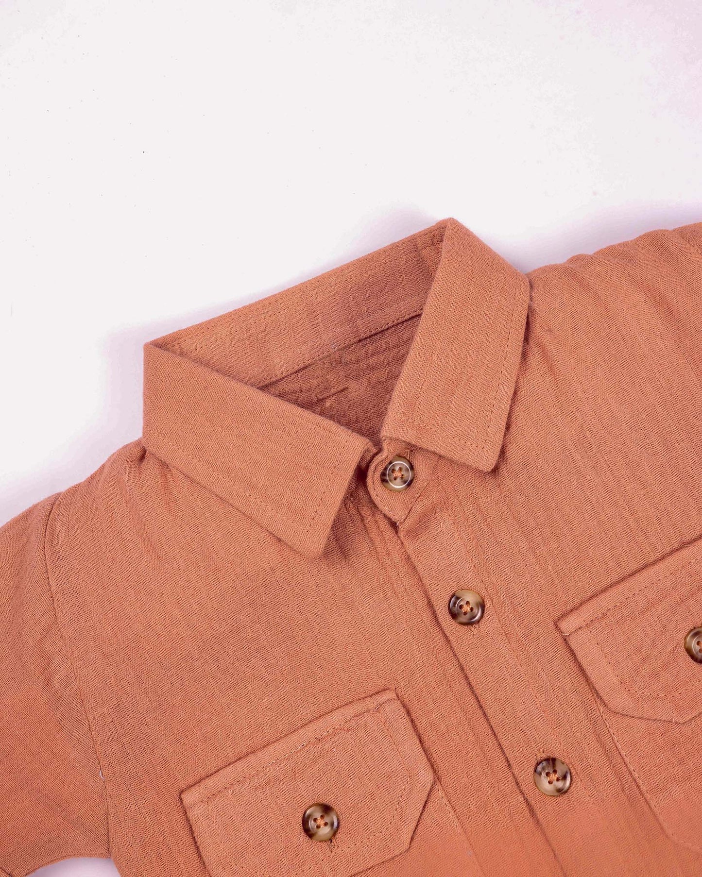 Solid Popcorn Textured Muslin Shorts Co-ord Set