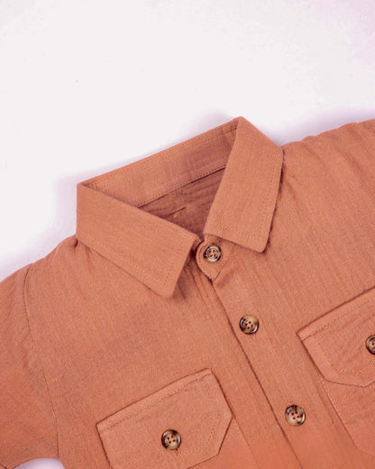 Solid Popcorn Textured Muslin Shorts Co-ord Set