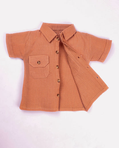 Solid Popcorn Textured Muslin Shorts Co-ord Set