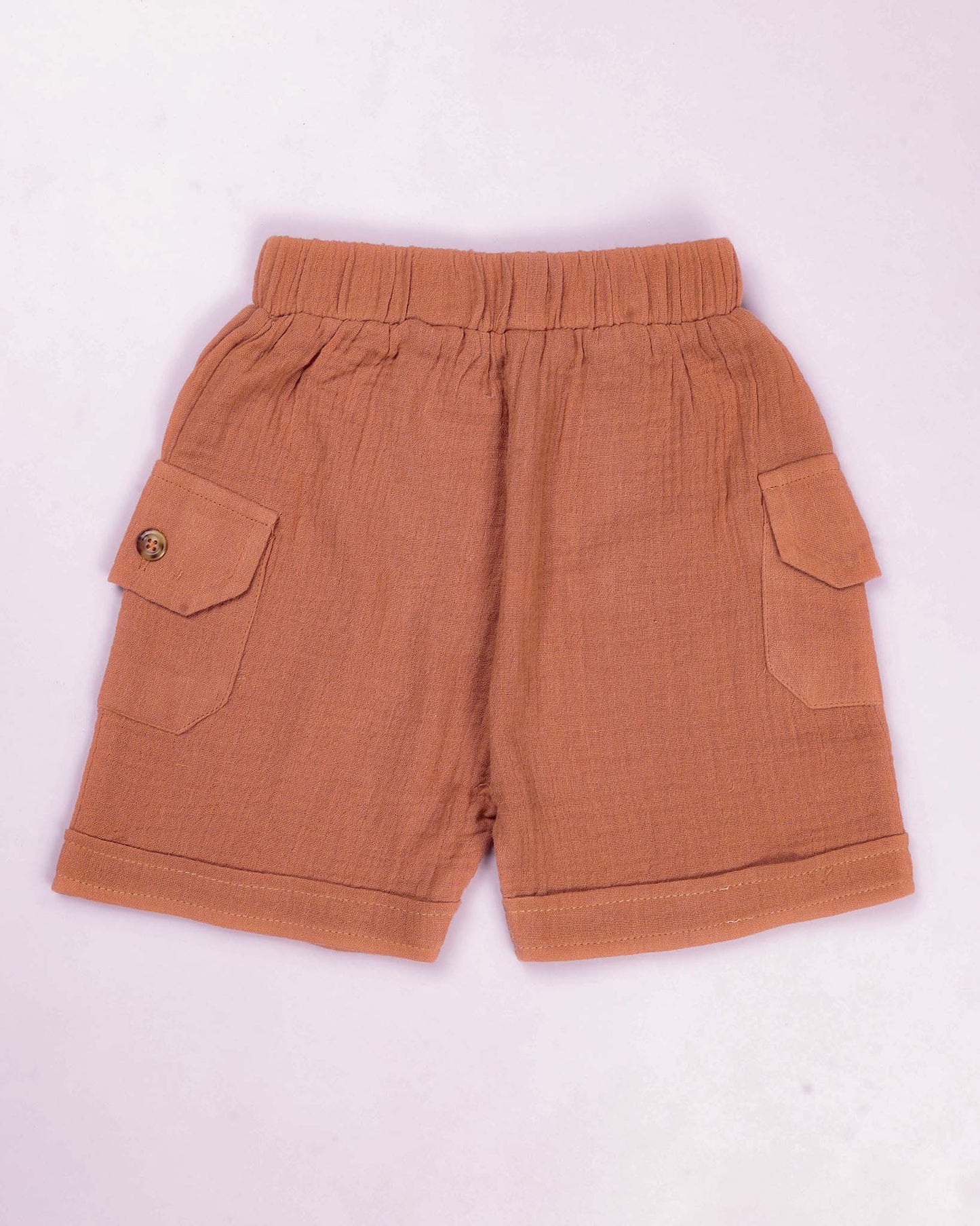 Solid Popcorn Textured Muslin Shorts Co-ord Set