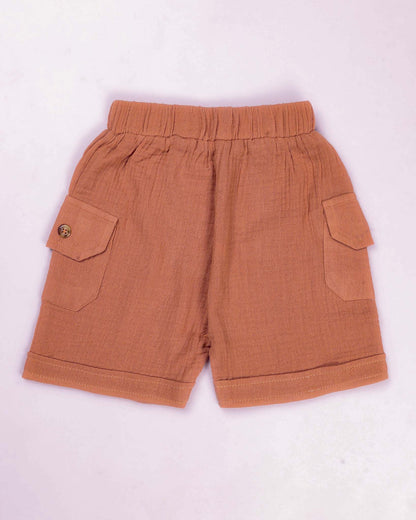 Solid Popcorn Textured Muslin Shorts Co-ord Set