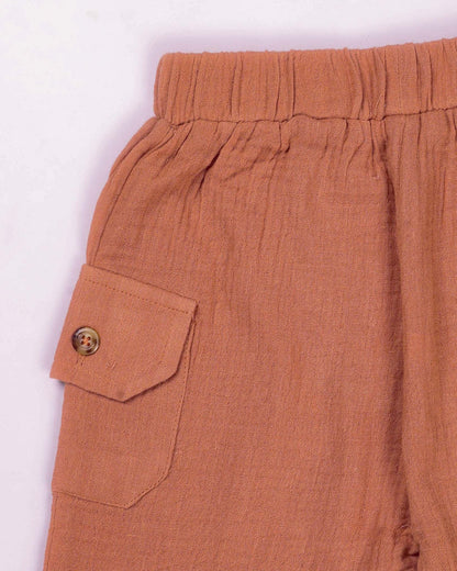 Solid Popcorn Textured Muslin Shorts Co-ord Set