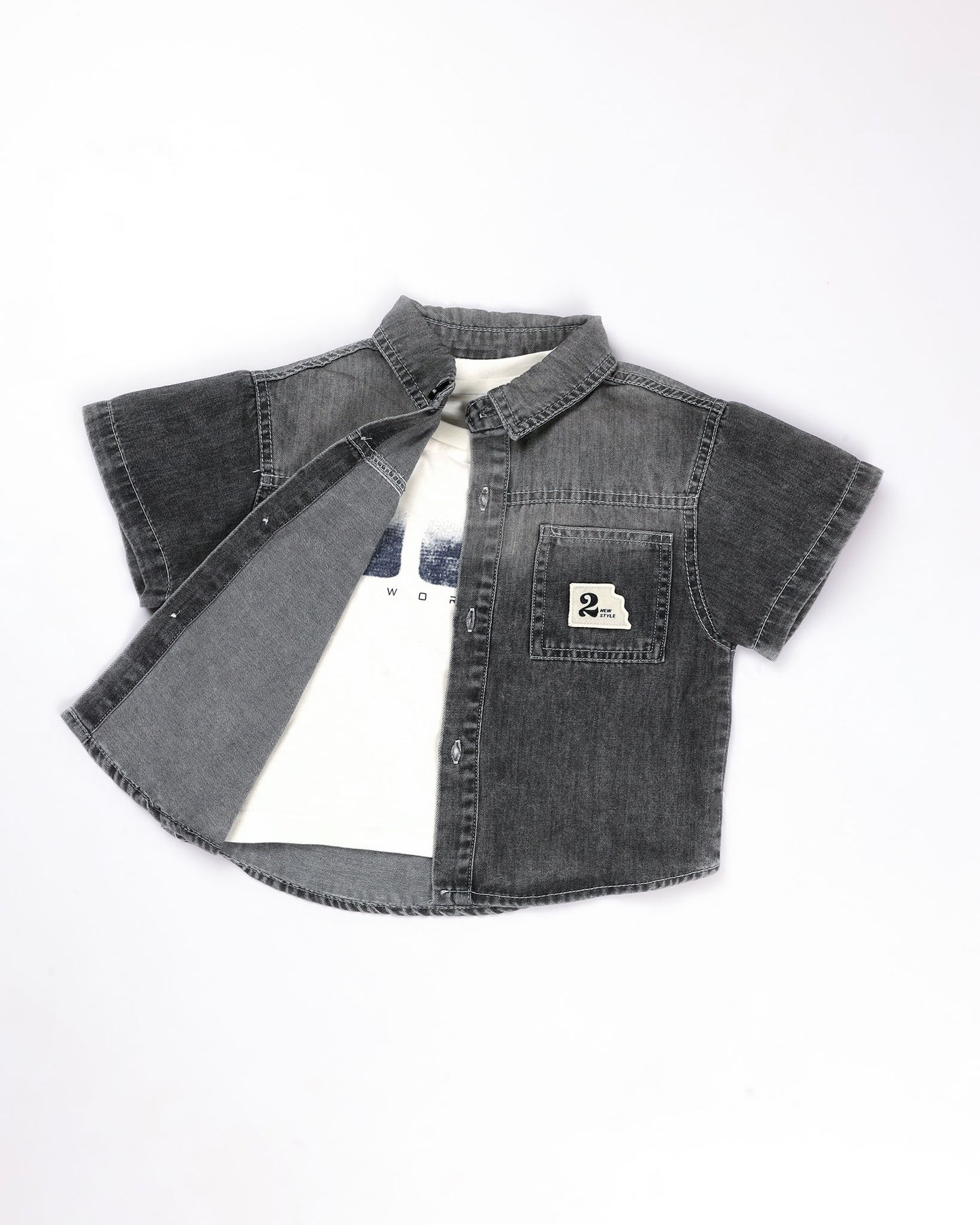 3-Piece Denim Co-ord Set with Sleeveless T-Shirt