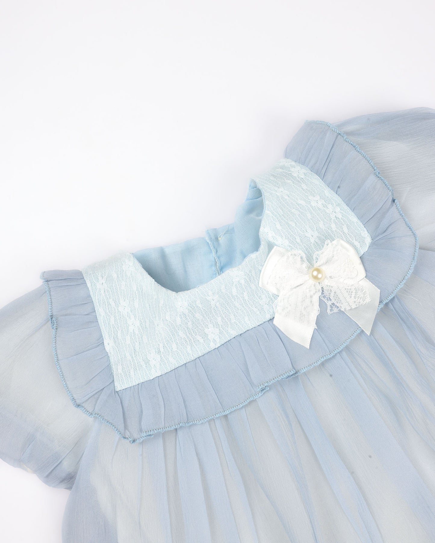 Organza Flare Casual Dress with Cotton Lining & Bow Detail