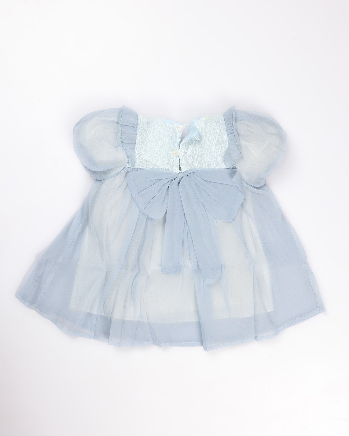 Organza Flare Casual Dress with Cotton Lining & Bow Detail