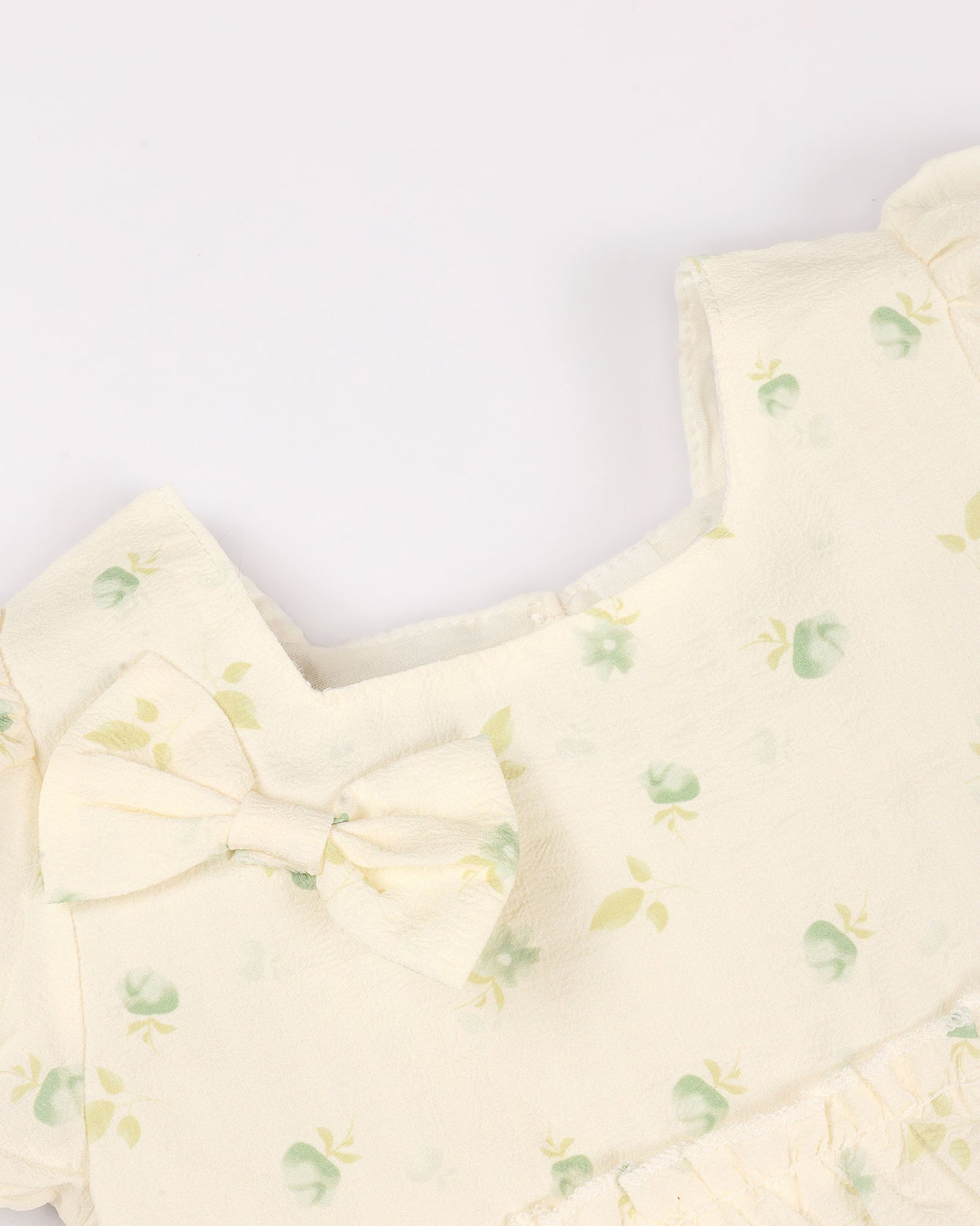 Watercolor Printed Printed Casual Dress With Bow Detail
