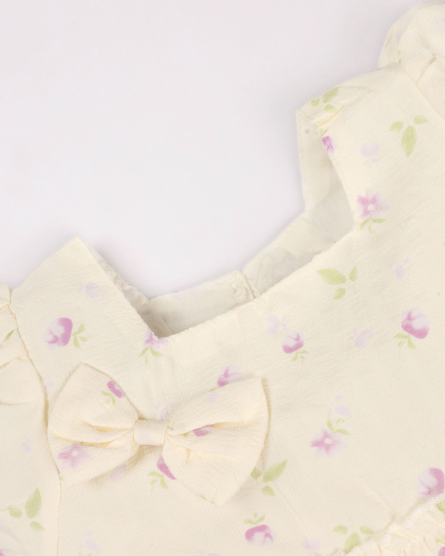 Watercolor Printed Printed Casual Dress With Bow Detail