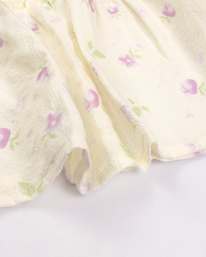 Watercolor Printed Printed Casual Dress With Bow Detail