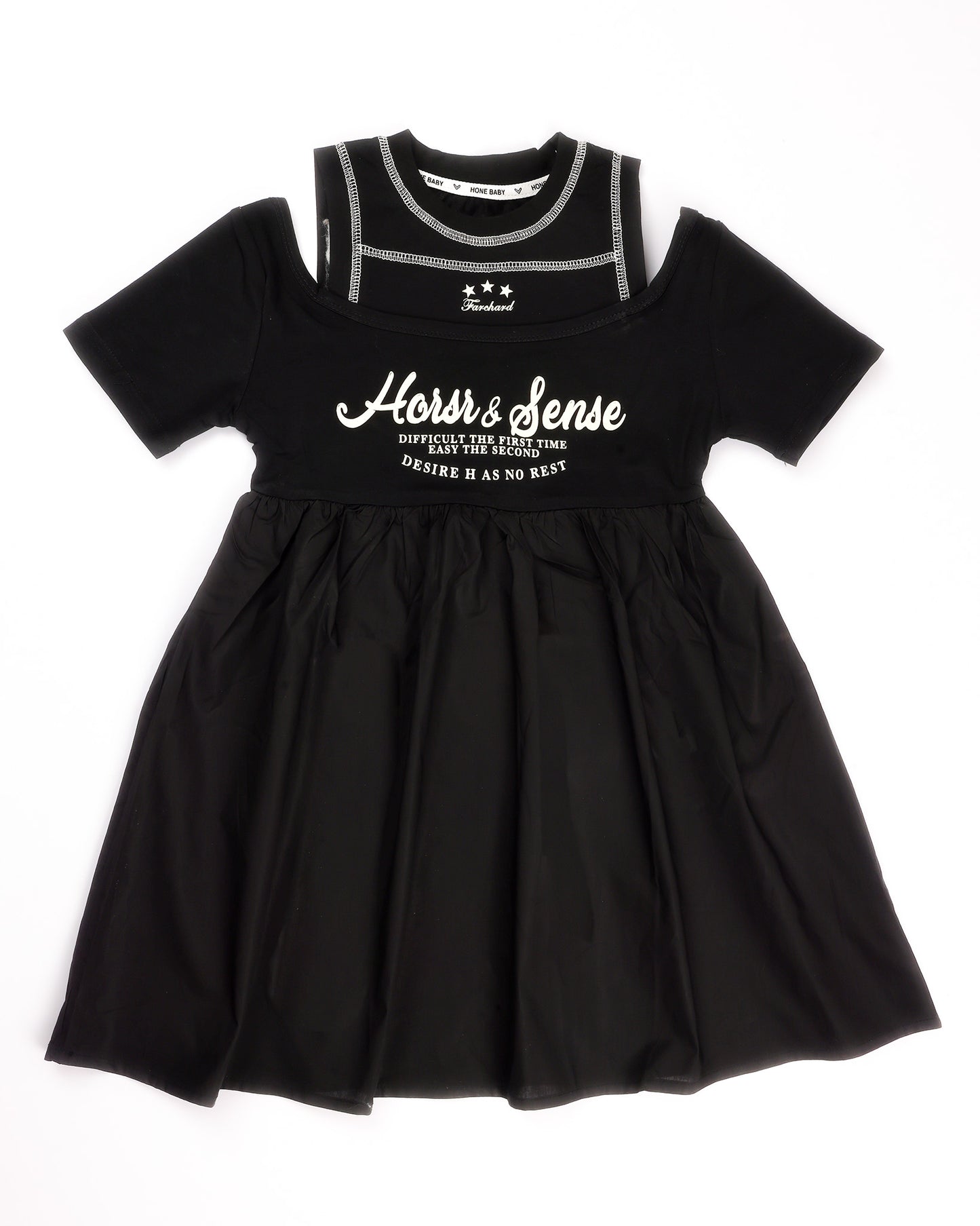 Designer Off-Shoulder Cotton Dress with Attached Tank Top