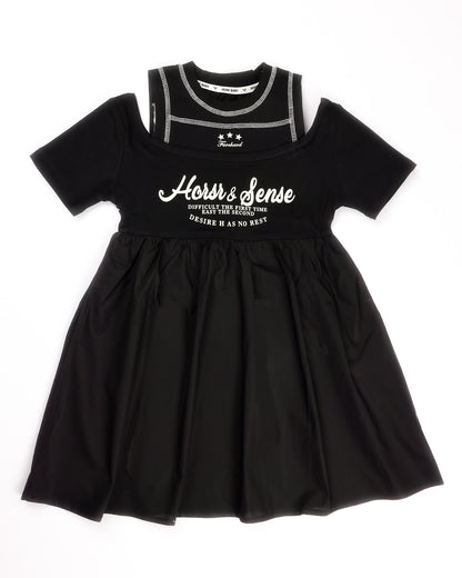 Designer Off-Shoulder Cotton Dress with Attached Tank Top