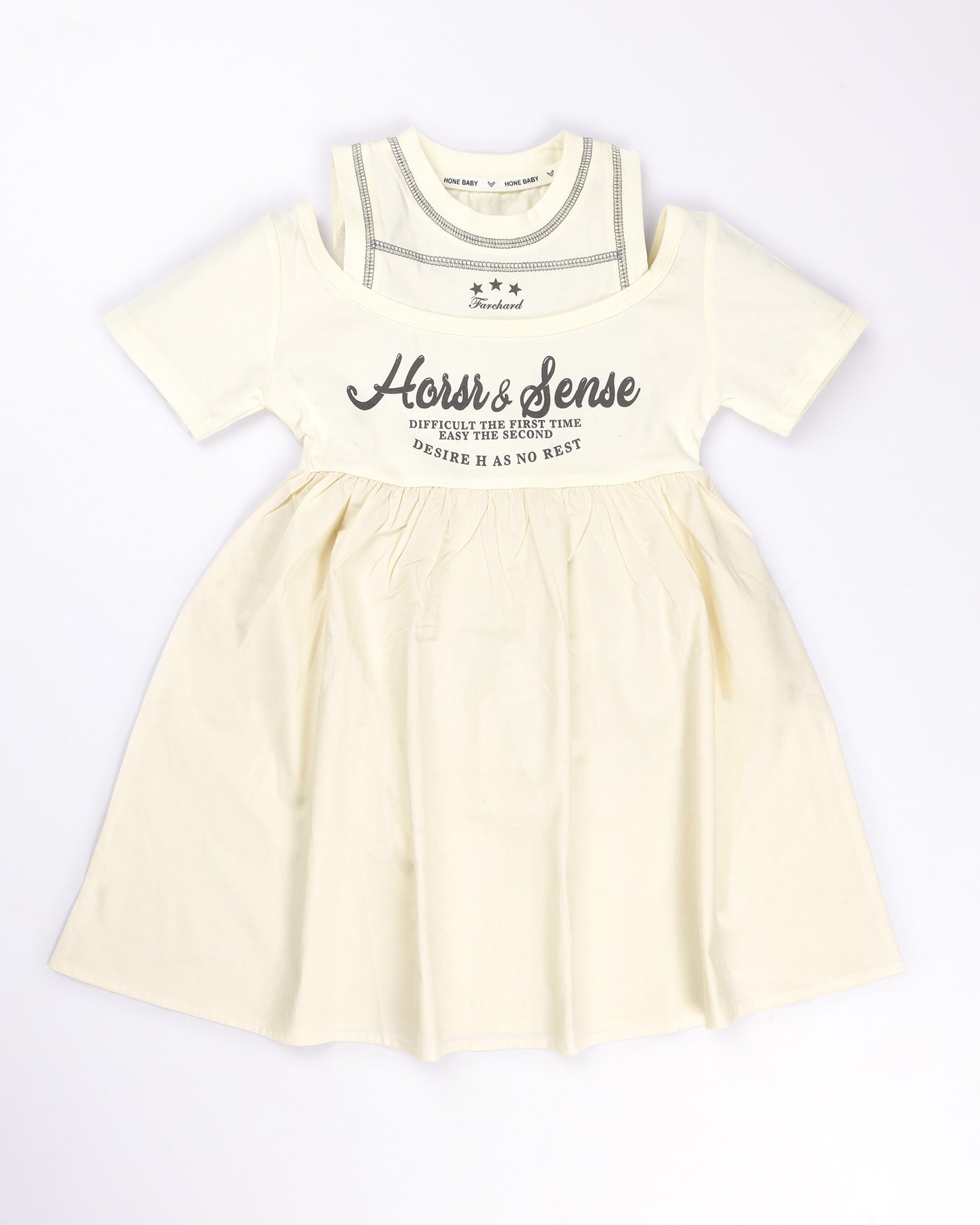 Designer Off-Shoulder Cotton Dress with Attached Tank Top