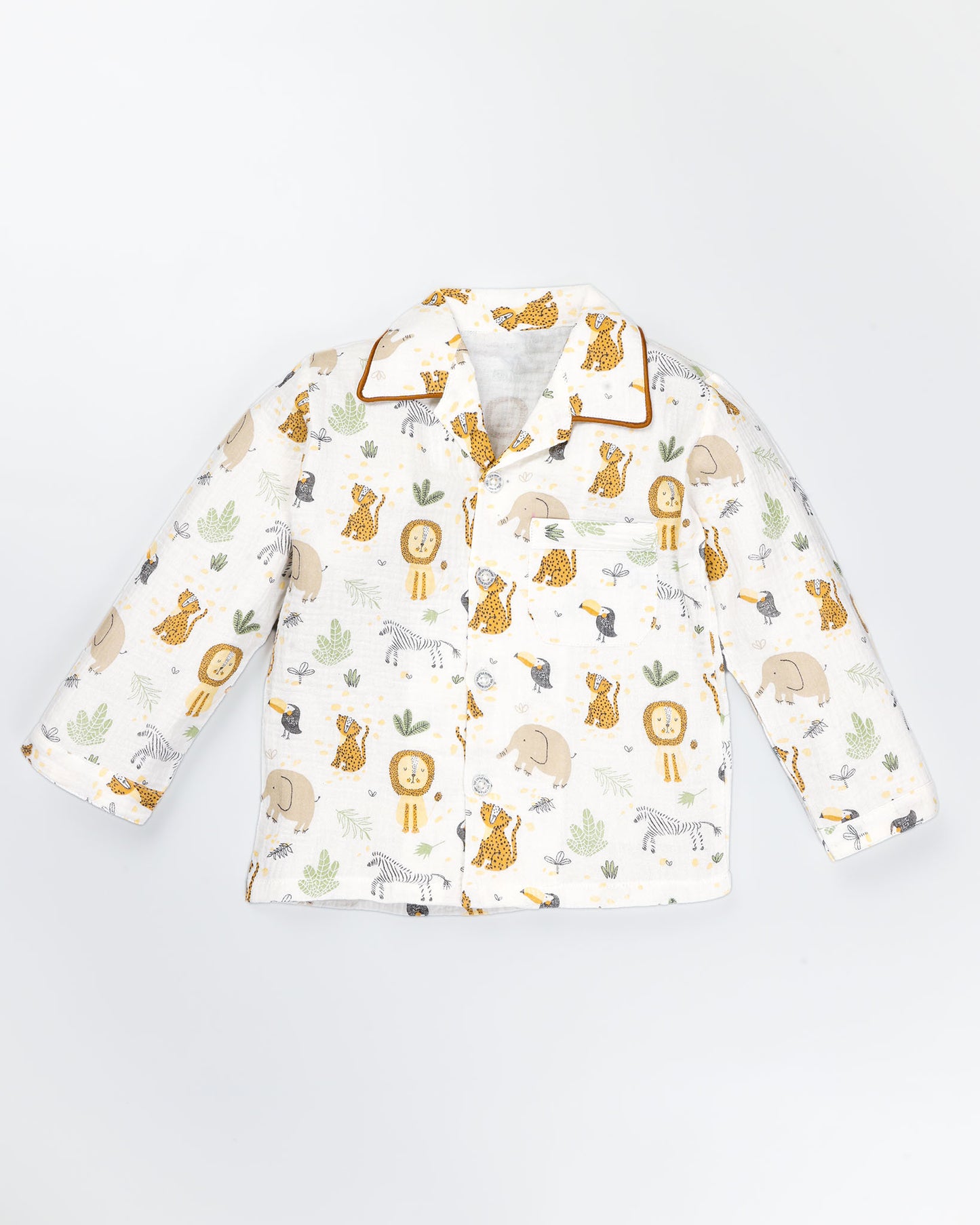 Animals In Jungle Printed Muslin Night Suit