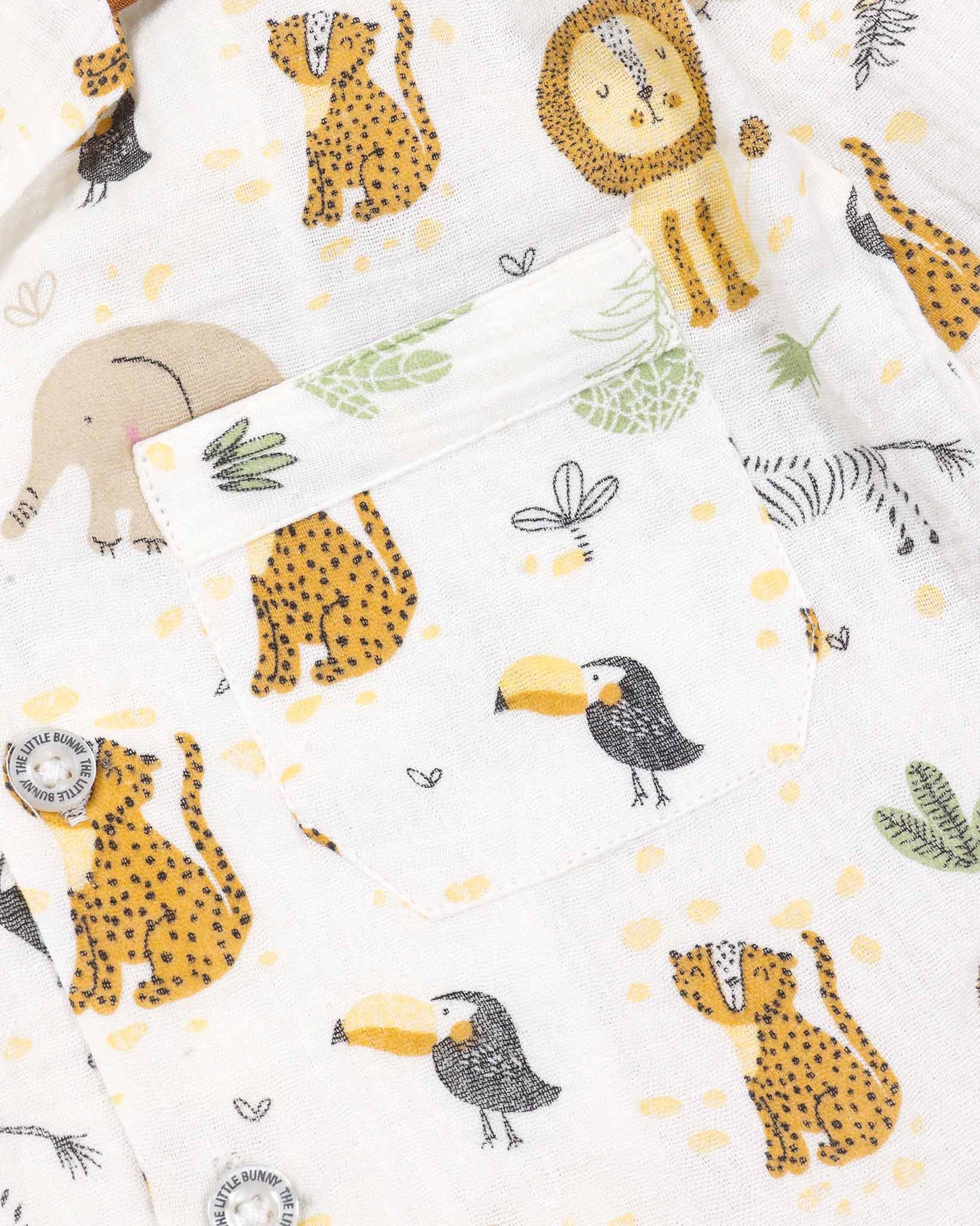 Animals In Jungle Printed Muslin Night Suit