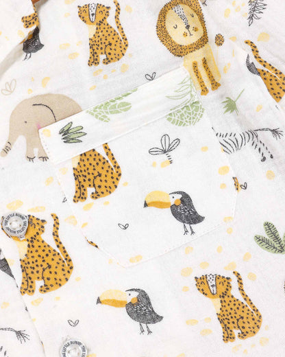 Animals In Jungle Printed Muslin Night Suit