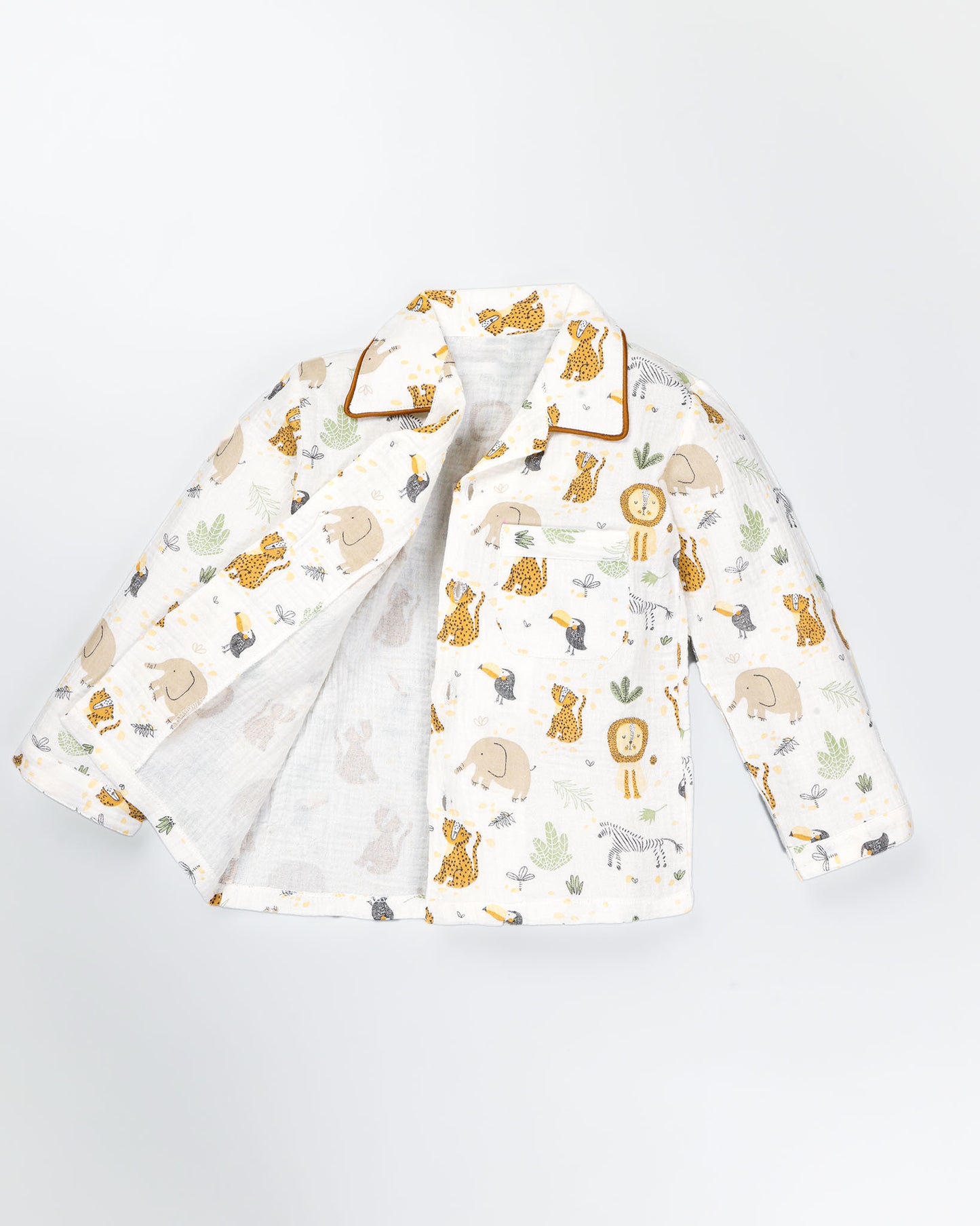 Animals In Jungle Printed Muslin Night Suit