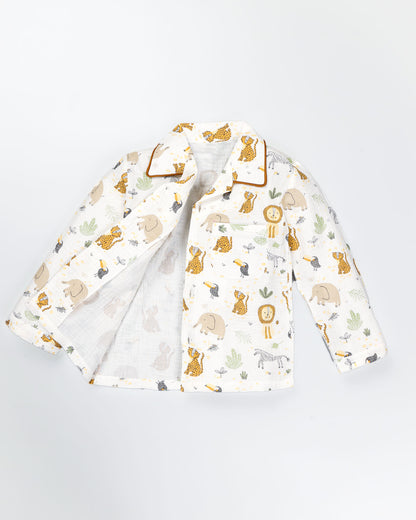 Animals In Jungle Printed Muslin Night Suit