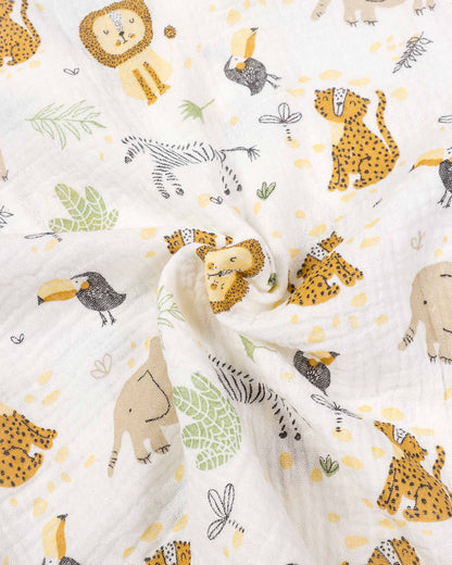 Animals In Jungle Printed Muslin Night Suit