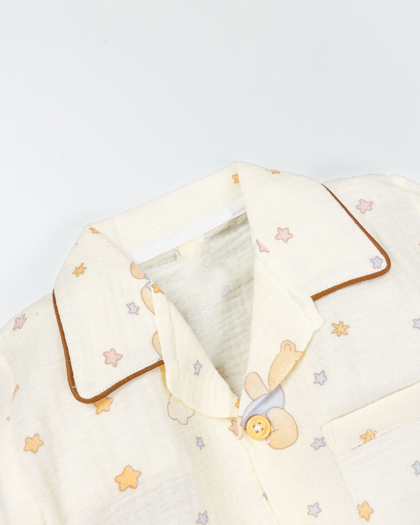 Colorful Star Bear Printed Muslin Night Suit