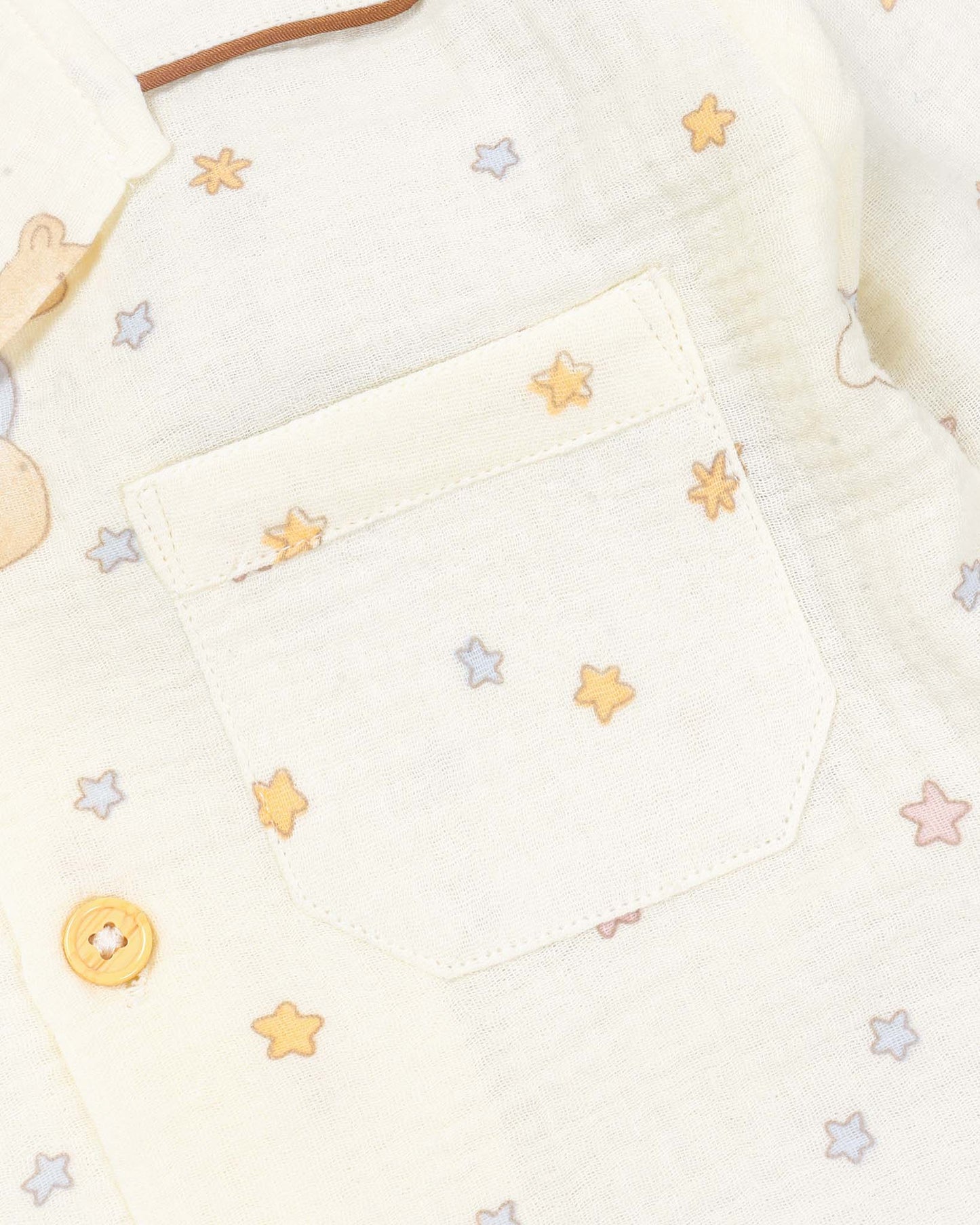 Colorful Star Bear Printed Muslin Night Suit