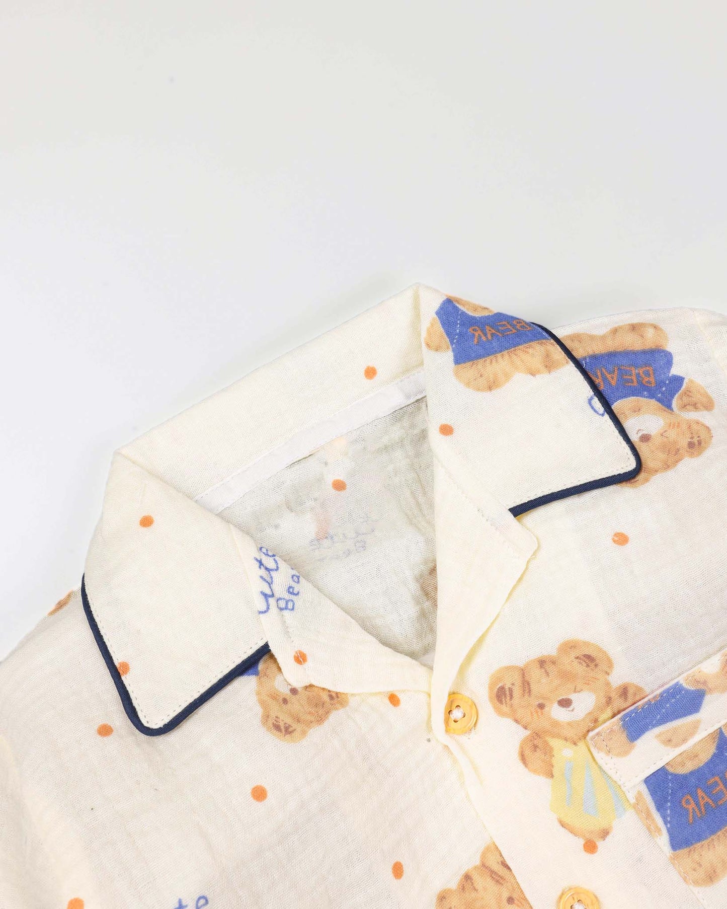 Cute Bear Printed Muslin Night Suit