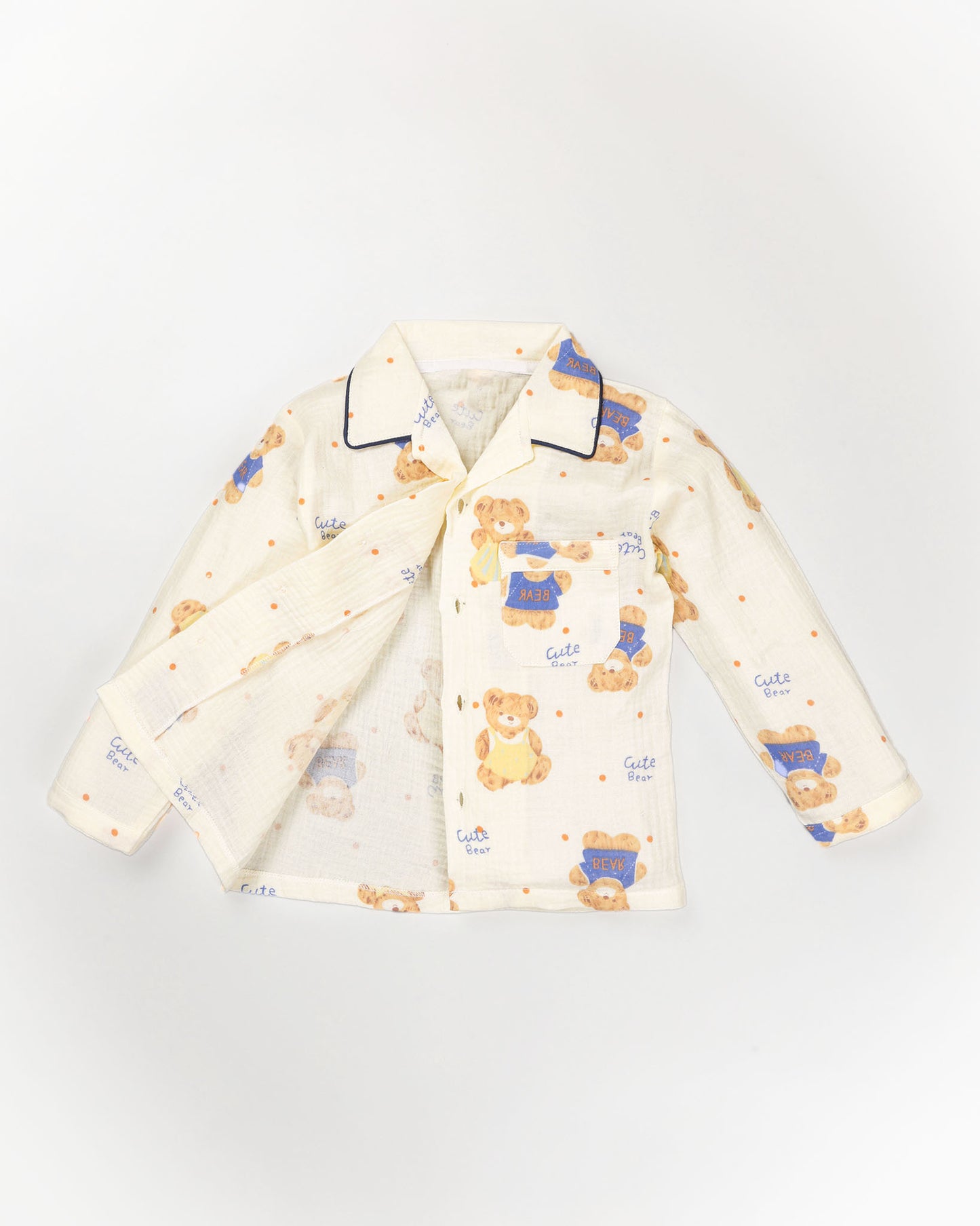 Cute Bear Printed Muslin Night Suit