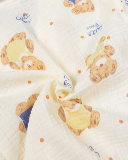 Cute Bear Printed Muslin Night Suit