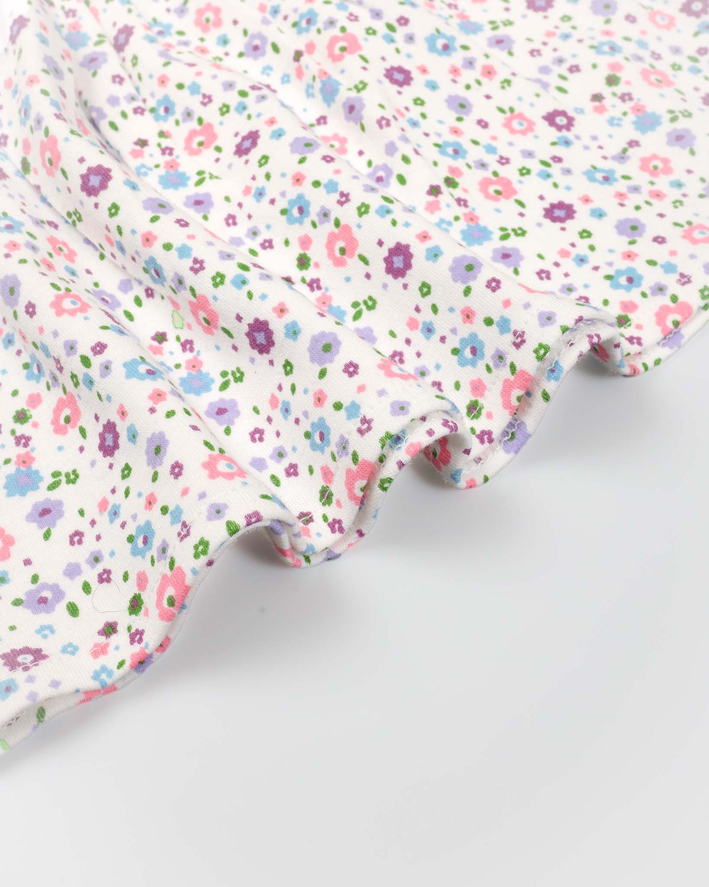 Allover Floral Printed Frock With Bow Straw Bag