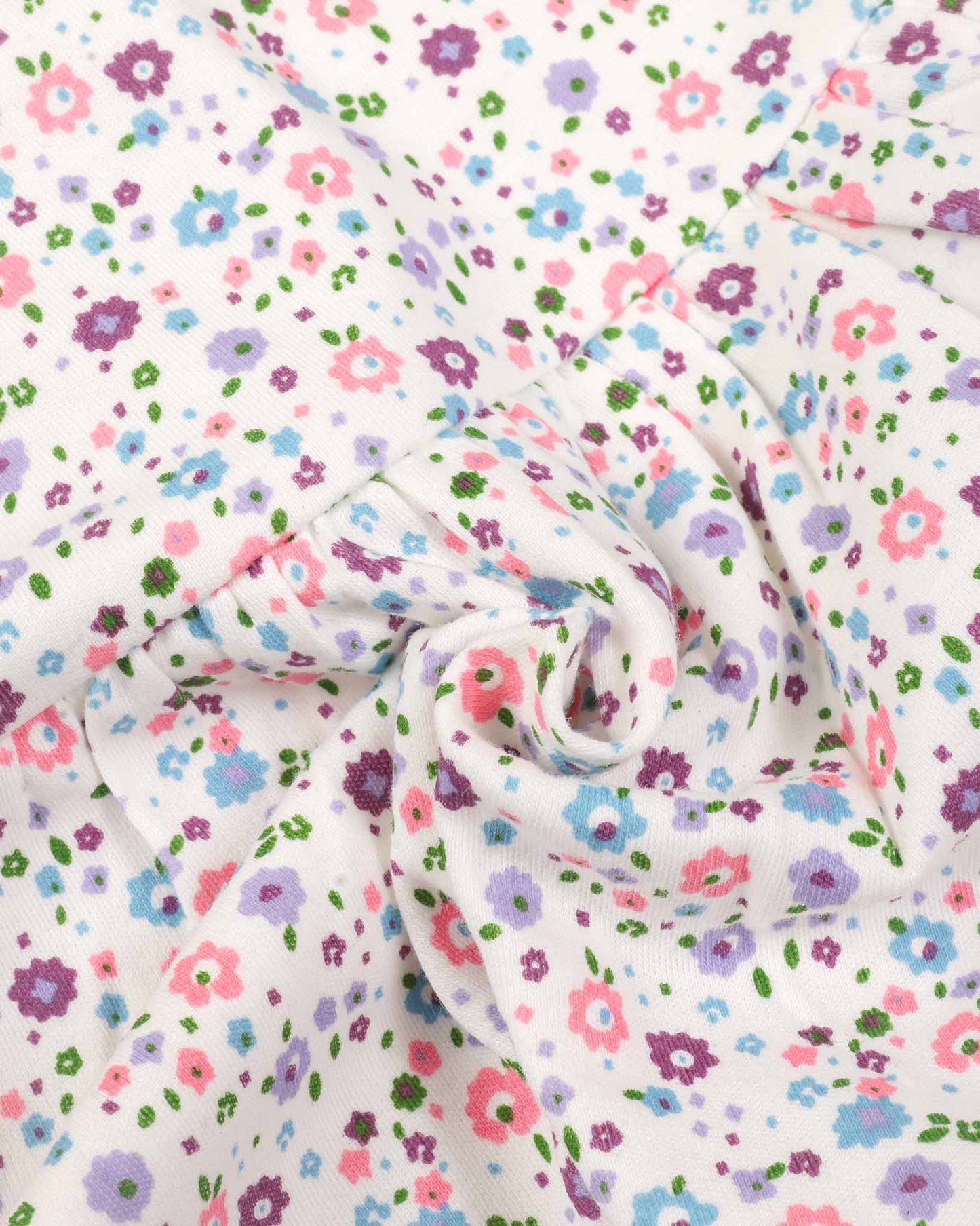 Allover Floral Printed Frock With Bow Straw Bag