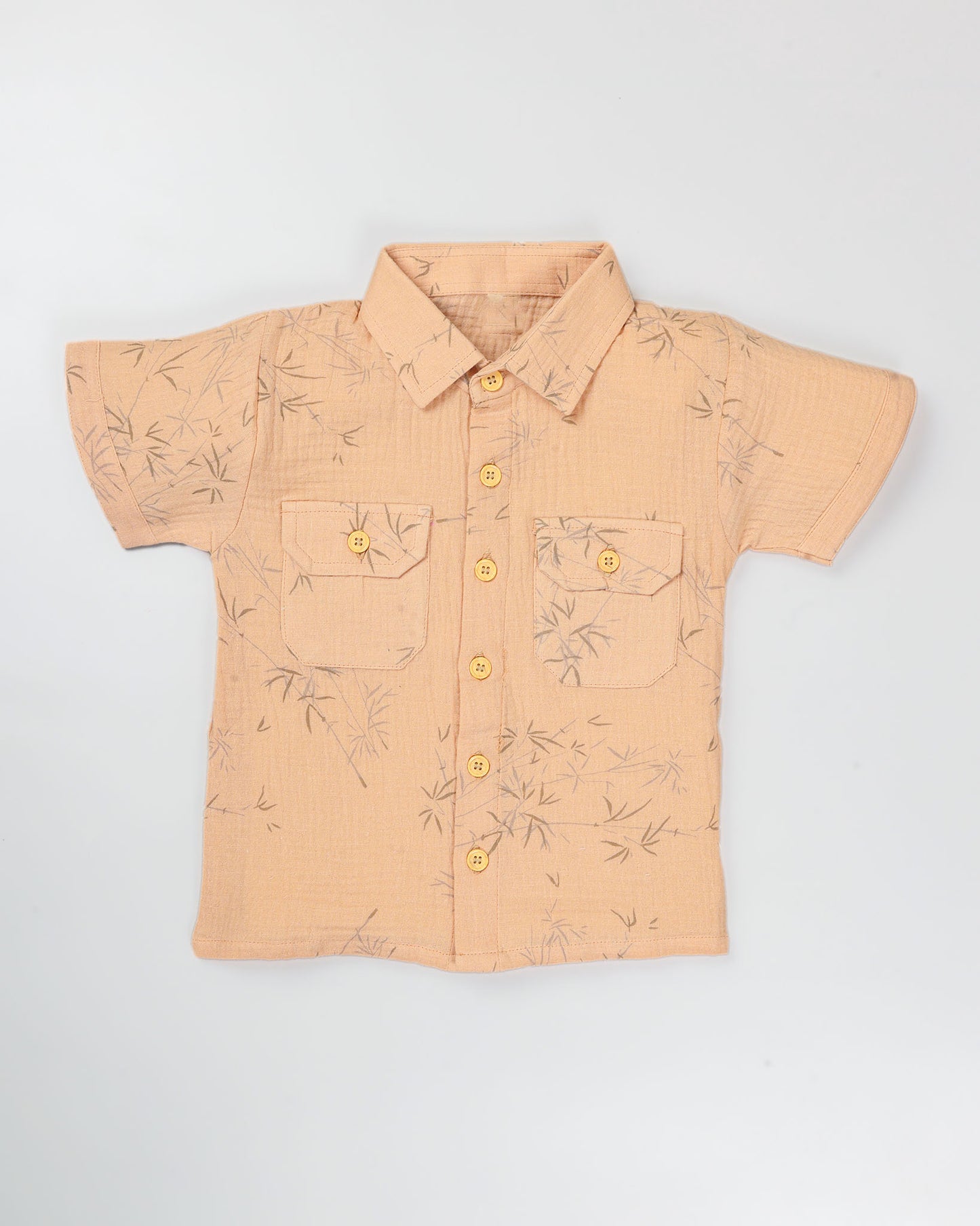 Bamboo Tree Leaves Printed Popcorn Textured Muslin Co-Ord Set