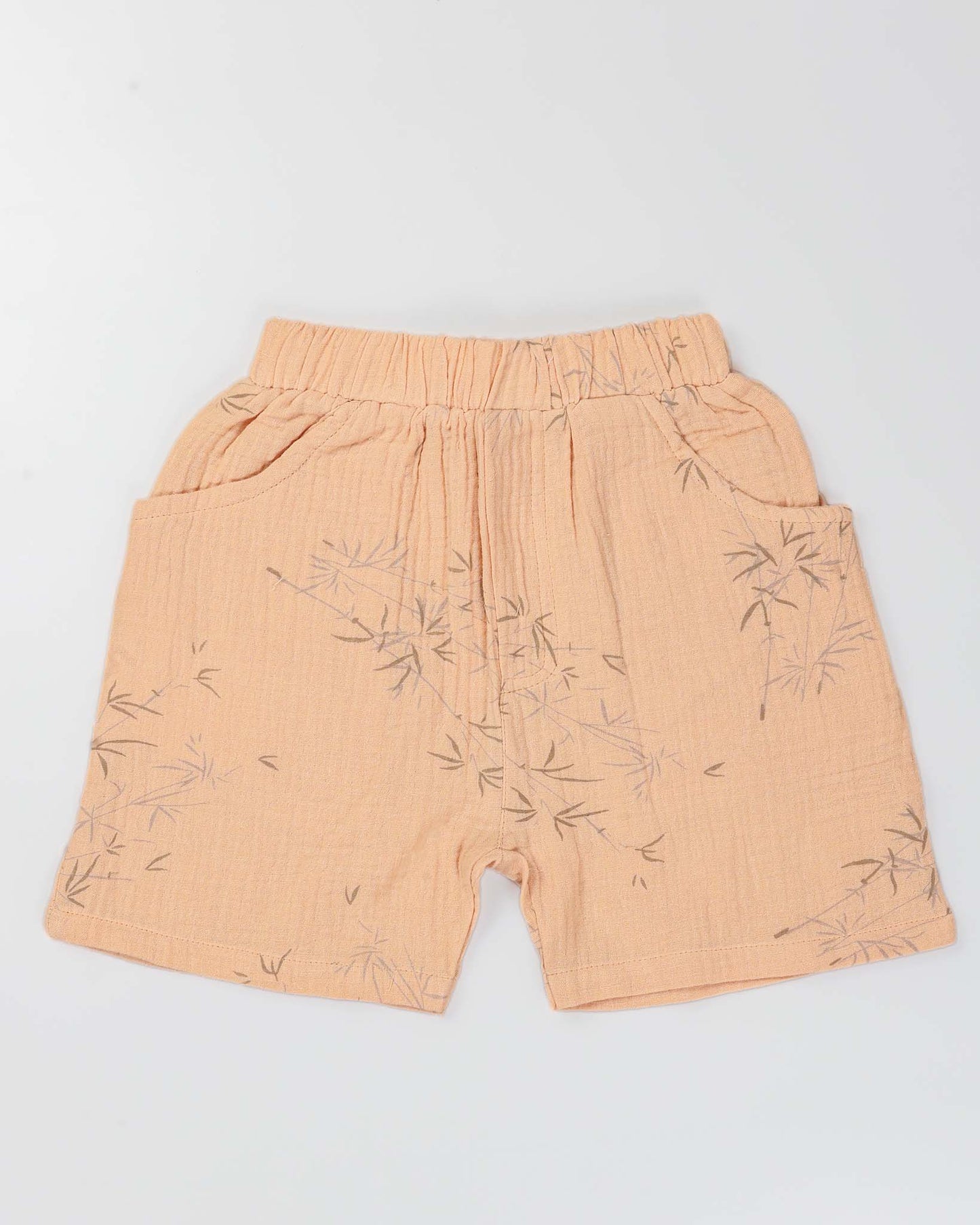 Bamboo Tree Leaves Printed Popcorn Textured Muslin Co-Ord Set
