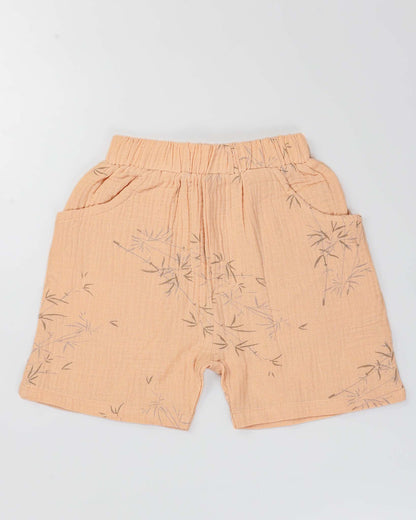 Bamboo Tree Leaves Printed Popcorn Textured Muslin Co-Ord Set