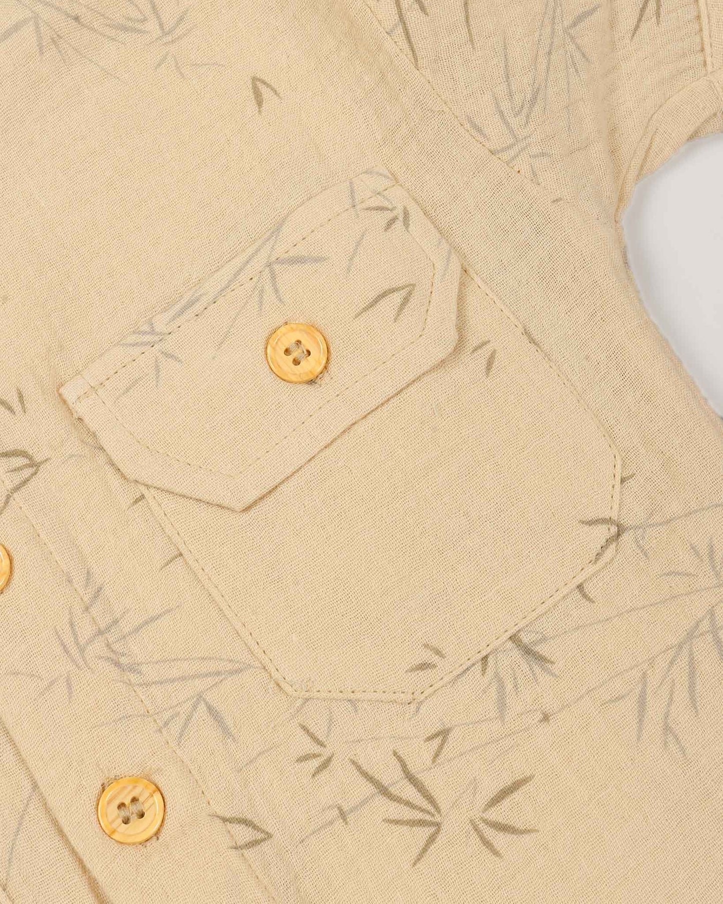 Bamboo Tree Leaves Printed Popcorn Textured Muslin Co-Ord Set