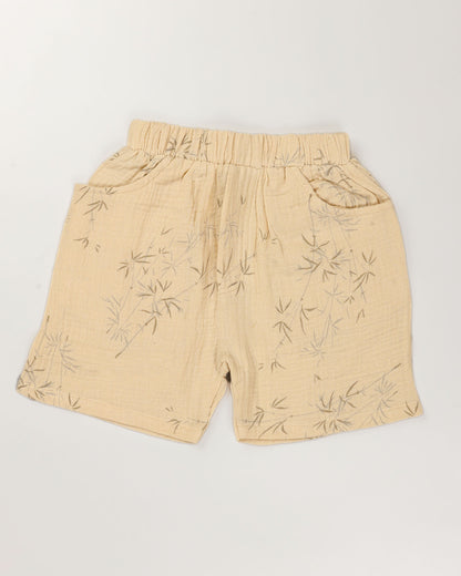Bamboo Tree Leaves Printed Popcorn Textured Muslin Co-Ord Set
