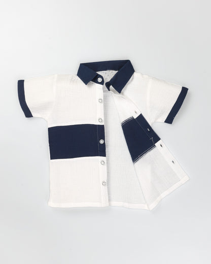 Dual Toned Popcorn Textured Muslin Shorts Co-Ord Set