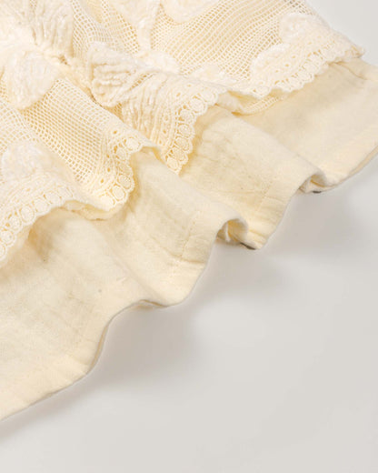Flower Embroidered Muslin Co-Ord Set With Lace Details