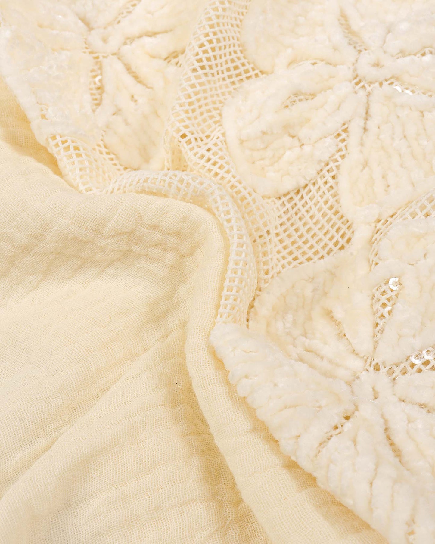 Flower Embroidered Muslin Co-Ord Set With Lace Details