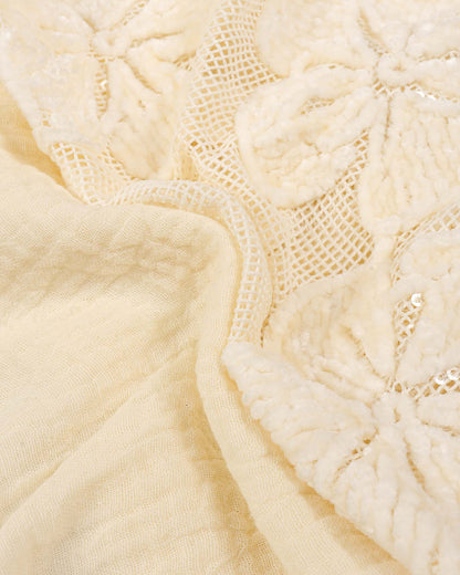 Flower Embroidered Muslin Co-Ord Set With Lace Details