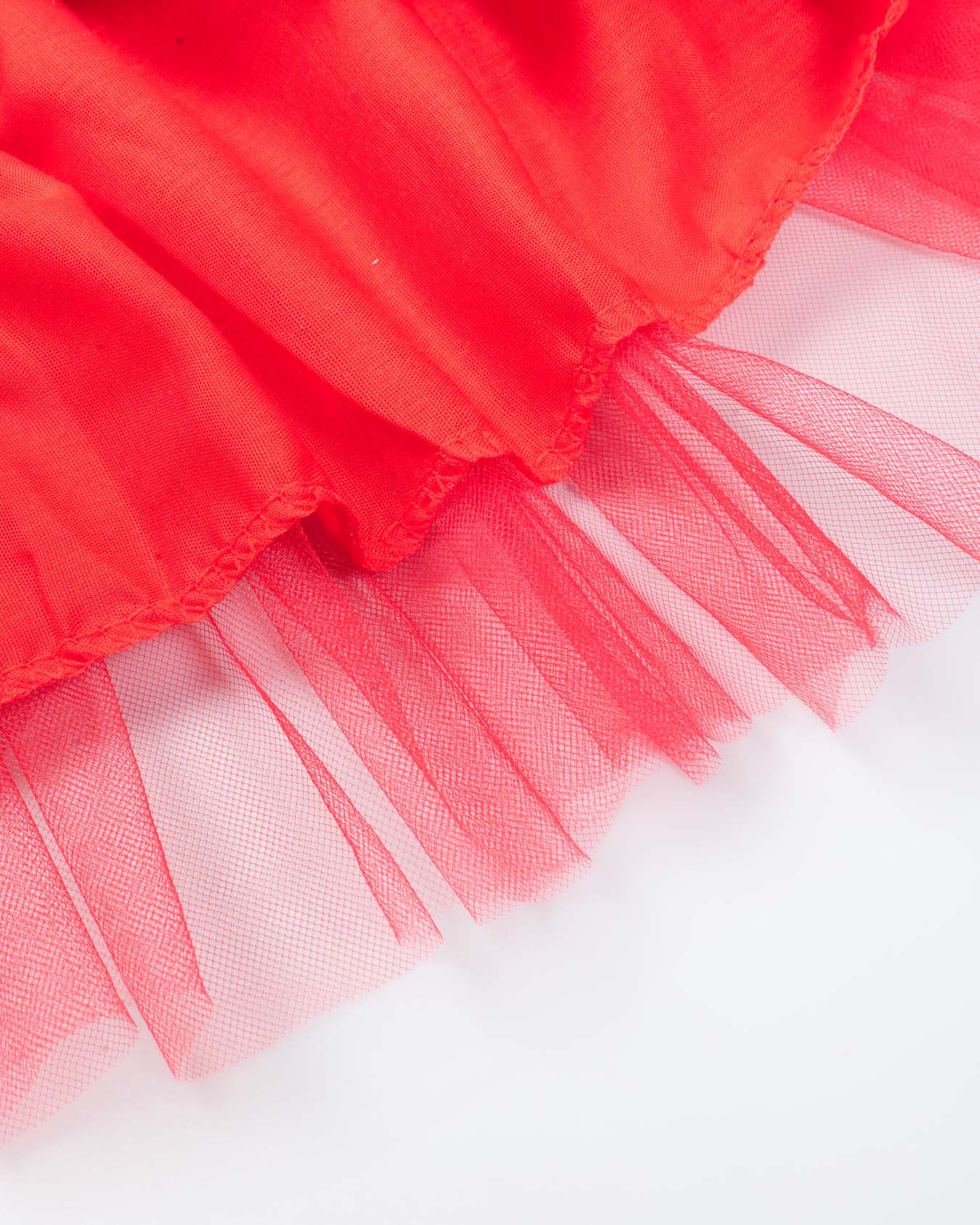 Textured Short Puff Sleeves Tulle Flare Dress