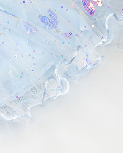 Dragonfly Sequin Smocked Tulle Dress With Brooch Details