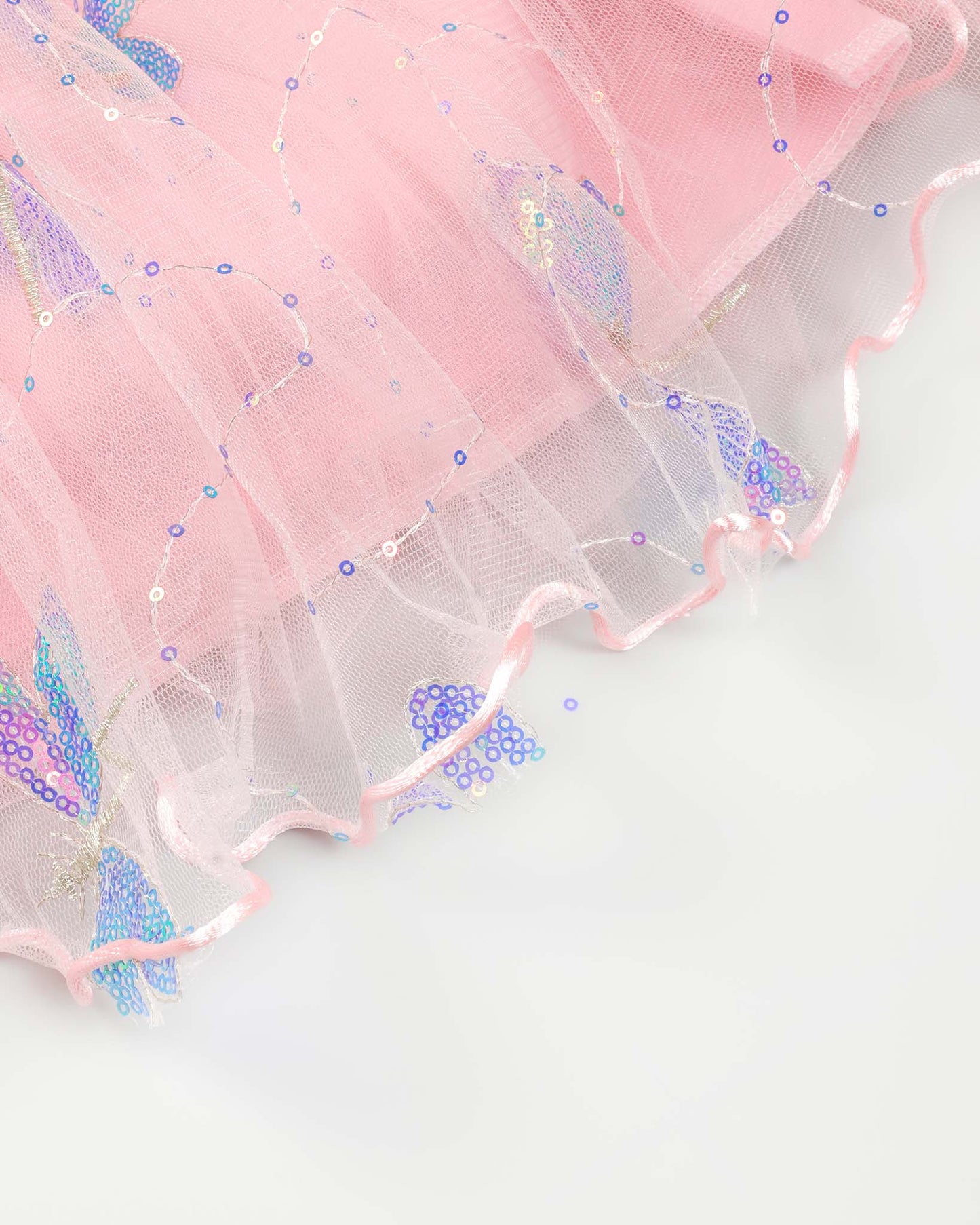 Dragonfly Sequin Smocked Tulle Dress With Brooch Details
