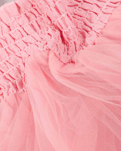Dragonfly Sequin Smocked Tulle Dress With Brooch Details