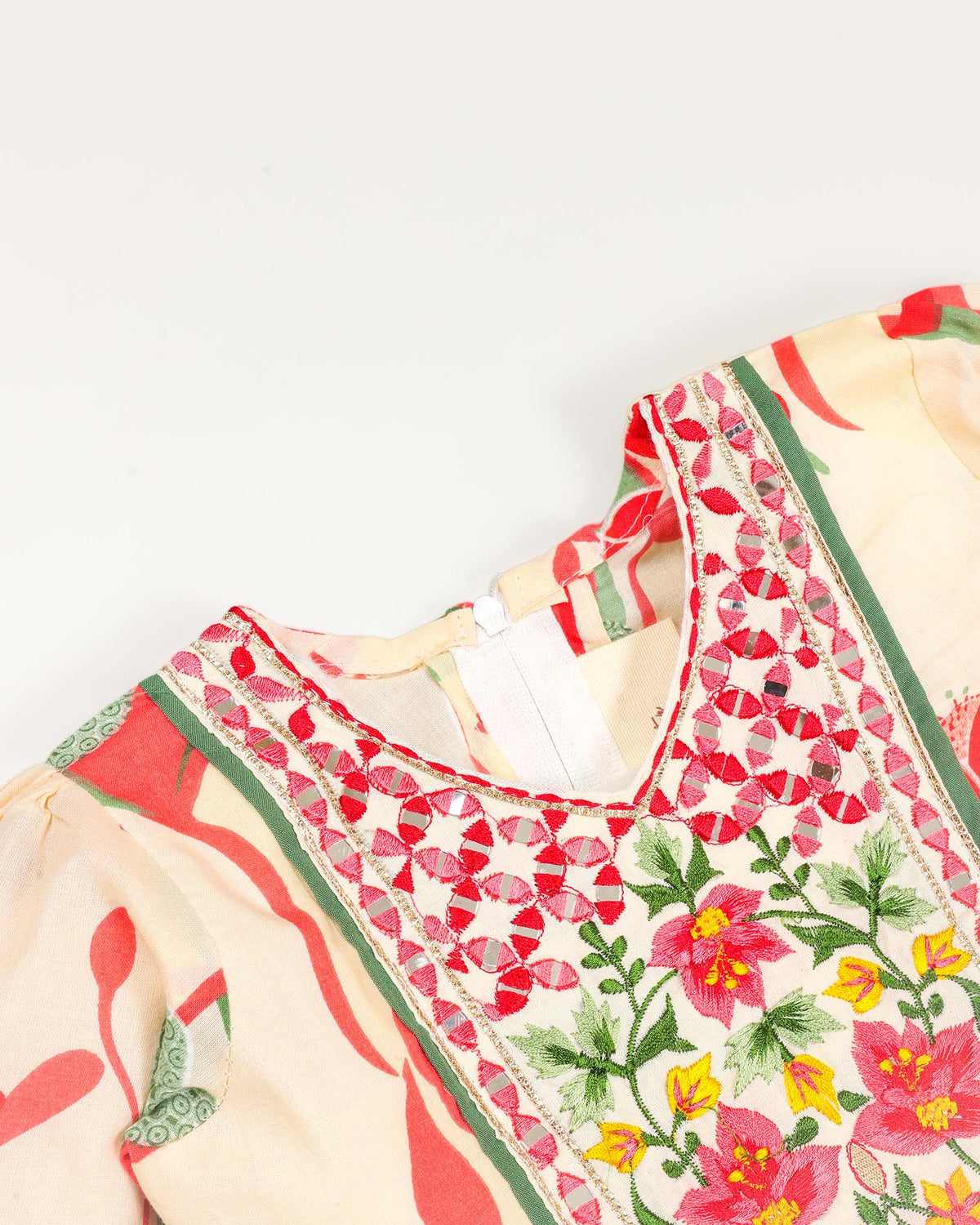 Floral Abstract Printed Flare Kurti / Sharara Set - Butter