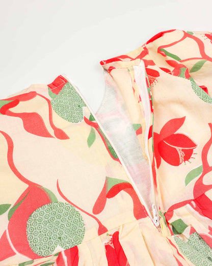 Floral Abstract Printed Flare Kurti / Sharara Set - Butter