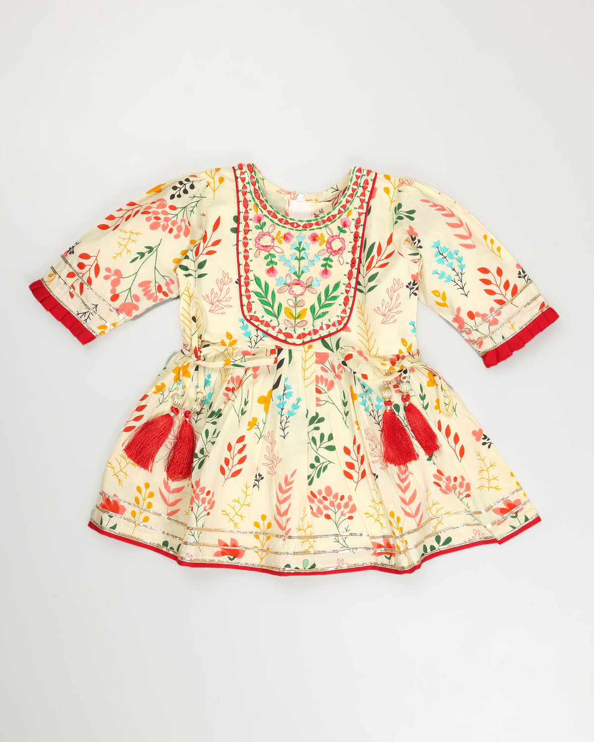Flower Abstract Embroidered Kurti / Patiala Set