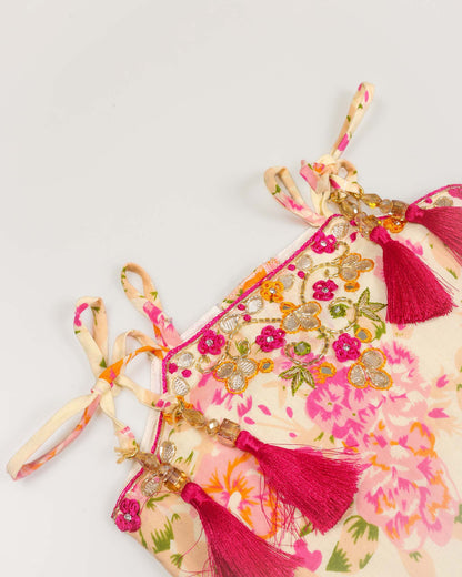 Watercolor Floral Print Straight Kurti & Sharara Set