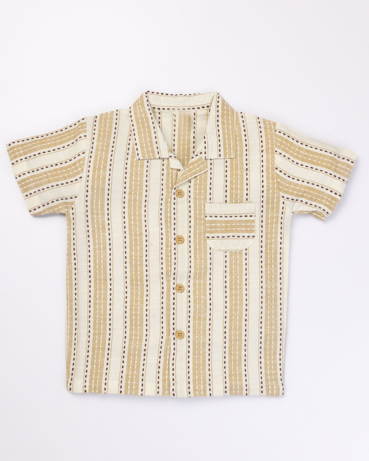 Vertical Stitched Textured Shirt & Shorts Co-ord Set