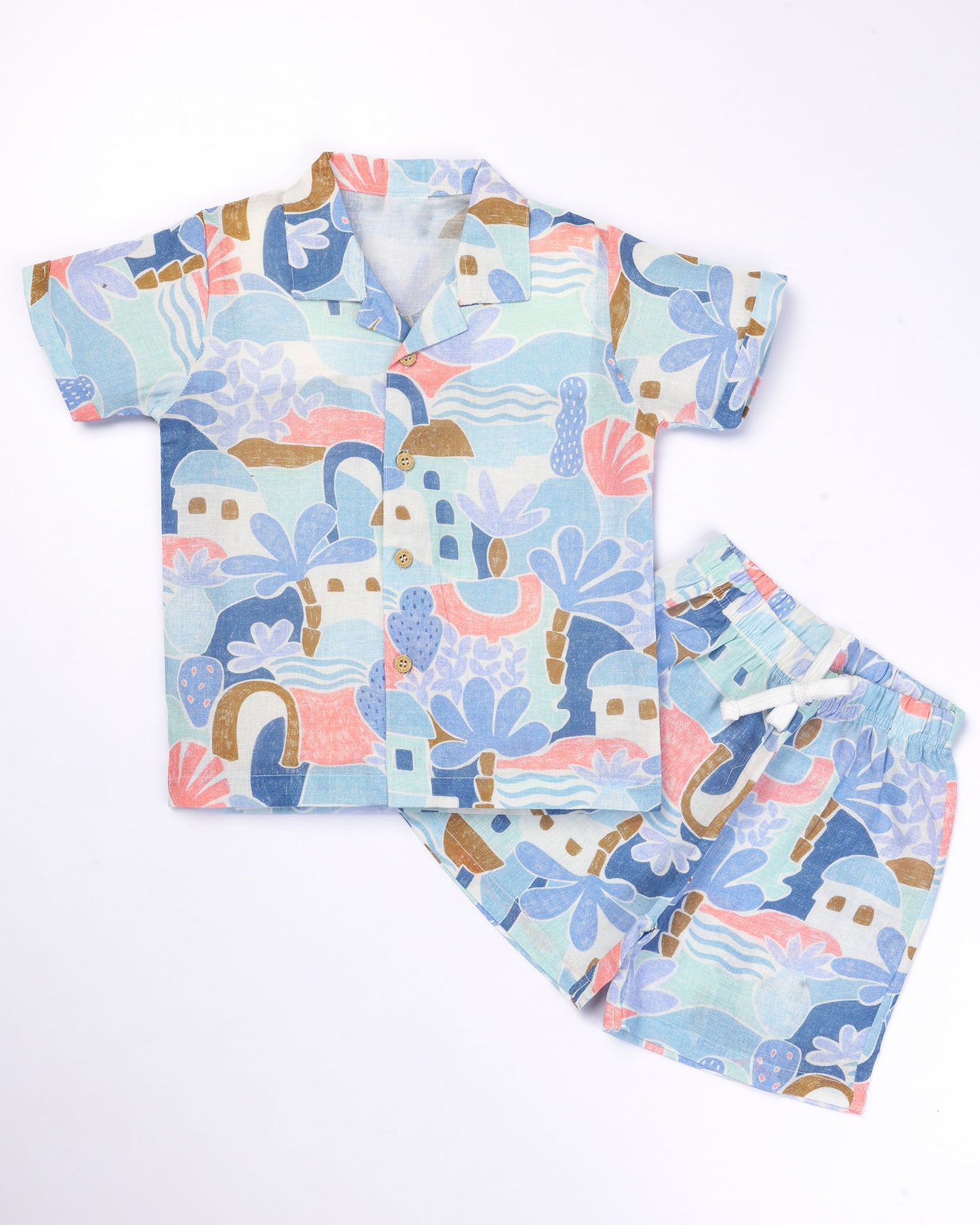 Beach Abstract Printed Shirt & Shorts Co-ord Set