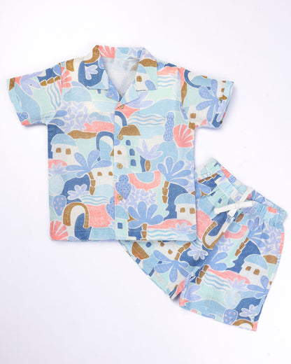 Beach Abstract Printed Shirt & Shorts Co-ord Set