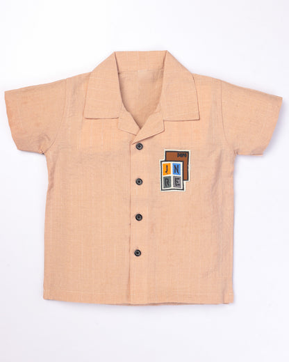 Check Textured Solid Shirt & Shorts Co-ord Set