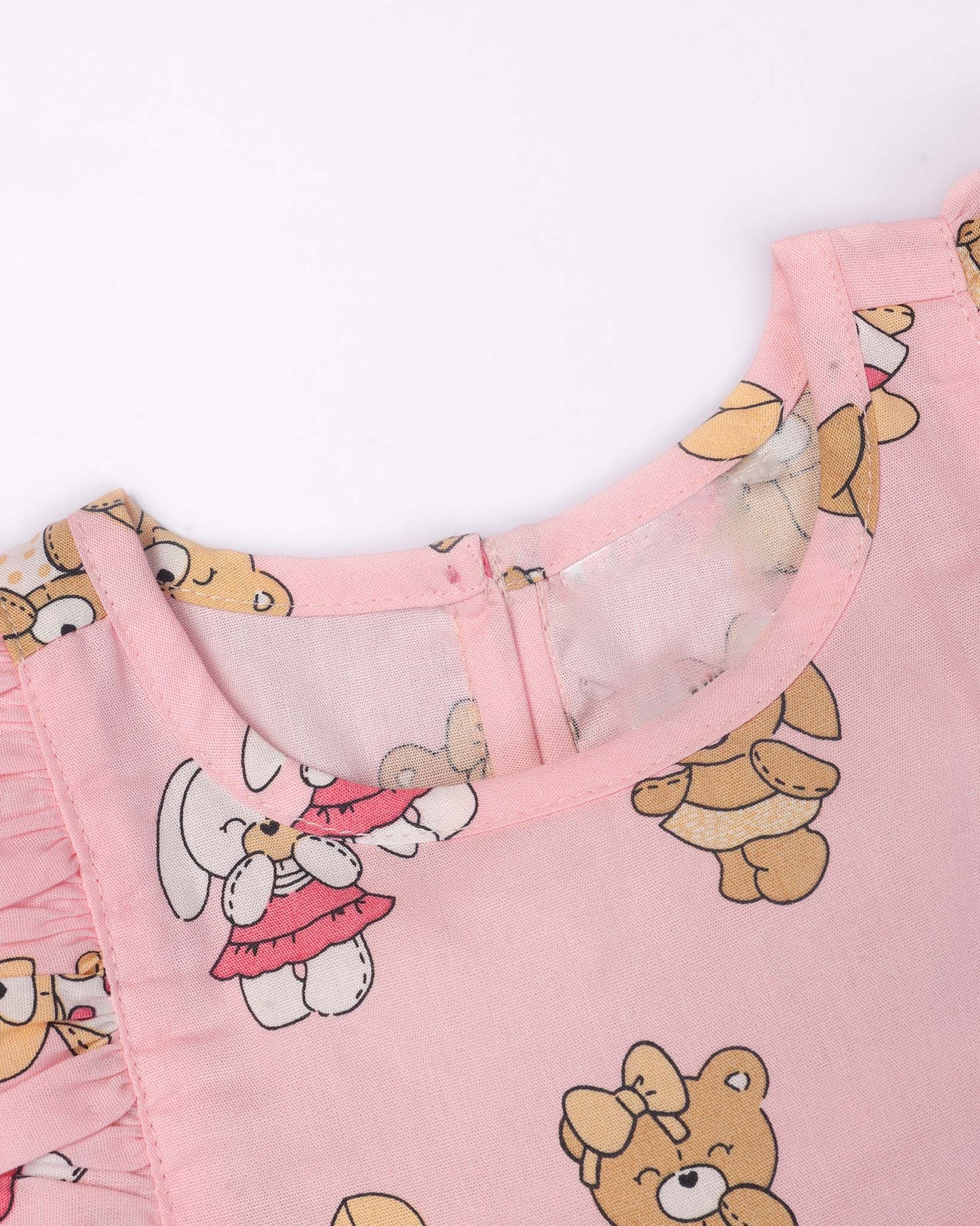 Happy Bear Printed Cotton Frock with Bloomers